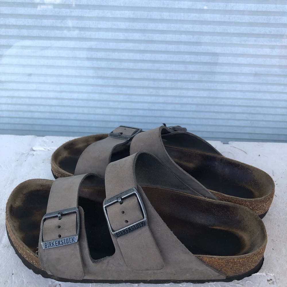 Birkenstock Arizona Two Strap Vegan Sandals Dust Grey Taupe Mens 6Womens 8 - Picture 11 of 15